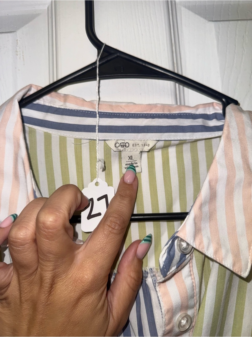 Cato Pastel Striped Oversized Button-Down Shirt - Picture 4 of 4